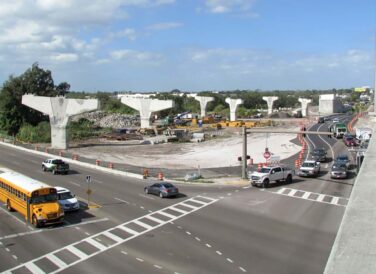 row of expressway bridge beams for Gateway construction