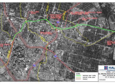 tunnel layout satellite map of Mill Creek drainage relief